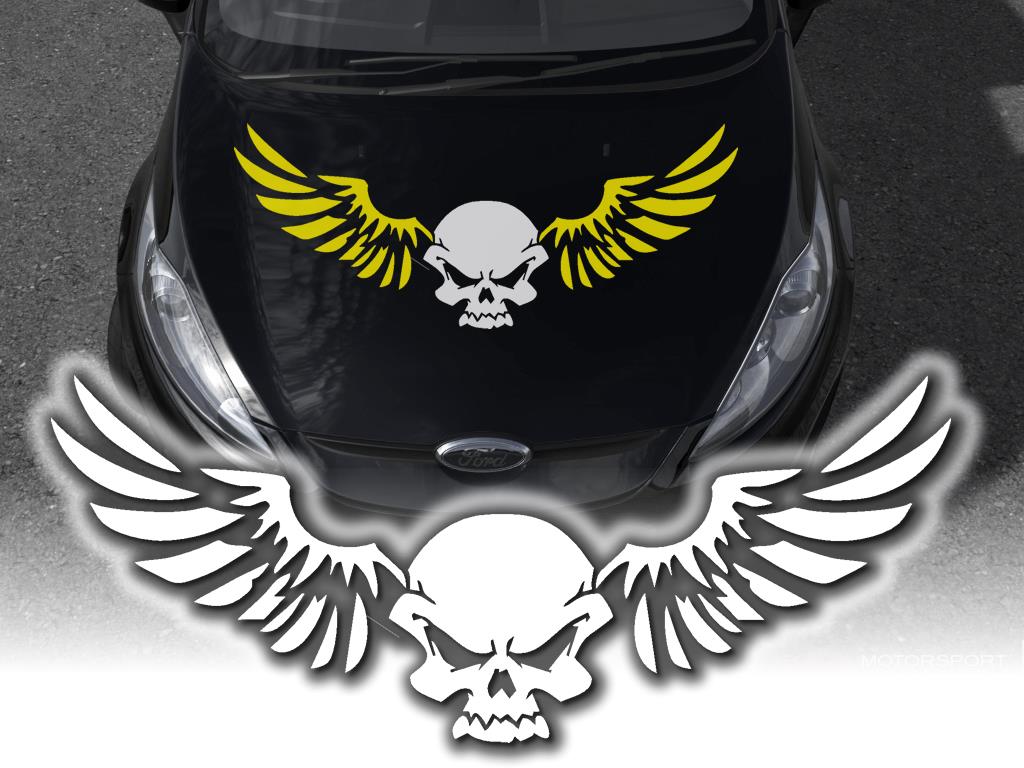 Monster Autoaufkleber Skull Racing Flag Flags Aufkleber Motorhaube
